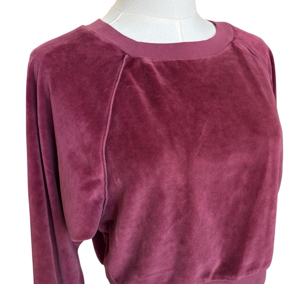 NWTSuzie Kondi Cropped Crew Neck Velour Sweatshirt Dusty Rose Sz M - Picture 4 of 14